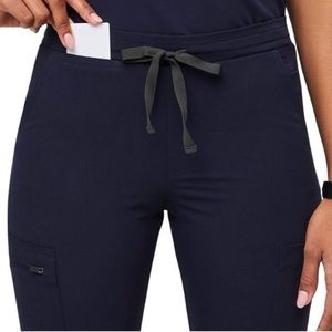 Set - Figs YOLA Skinny Scrub Pants (petite) & Healing Hands scrub top (navy)